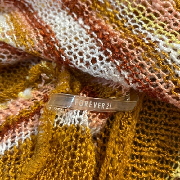 Forever 21 Knit Summer Fall Long Cardigan Duster White Pink Amber Rust Small - Picture 6 of 8